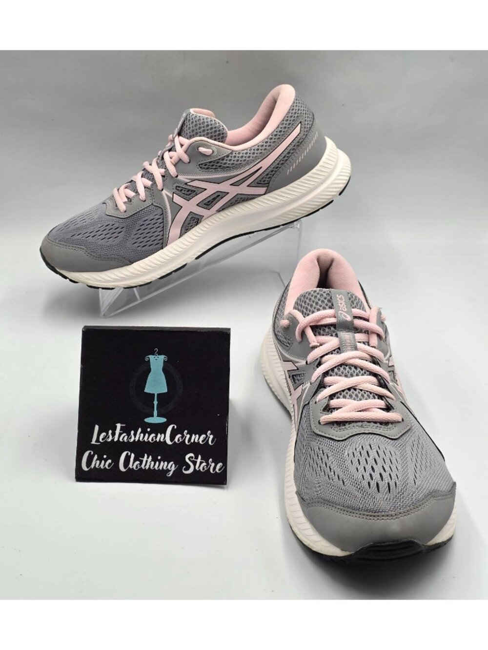 Asics Women's Gray Pink Gel-Contend 7 Lace-Up Running Shoes Size 11Wide 3986